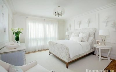 Diseño clásico de dormitorio blanco
