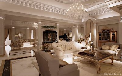 Interior de sala de estar de estilo clásico - foto de diseño