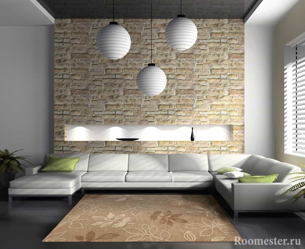 Kunststen i det indre af stuen