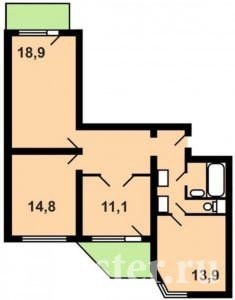 Diseño de un apartamento de 3 habitaciones p-44t
