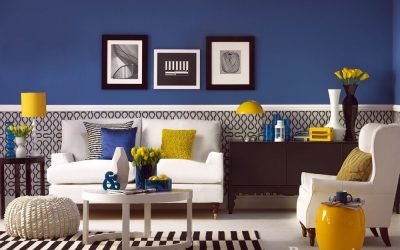 Color azul en el interior y su combinación.
