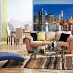 Sala de estar en el fondo de la ciudad