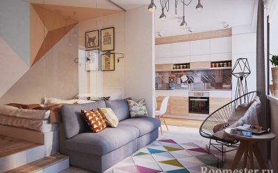 Diseño de un apartamento ordinario de una habitación de 38 metros cuadrados.