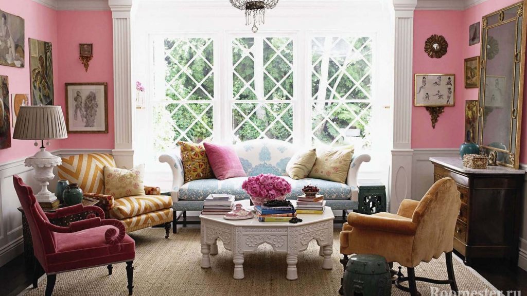 สีชมพูในการตกแต่งภายใน