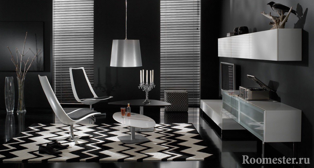 Stue i sort og hvidt