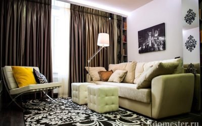 Salón de diseño de 15 m2. m. - interior moderno