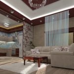 Salón interior con techo multinivel