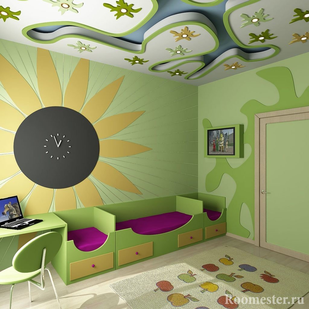 Aplicación en el techo de la habitación de los niños.