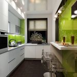 Interior de cocina verde y blanco
