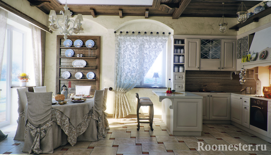 Interior de cocina de estilo francés.