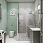 Color menta apagado en el baño.