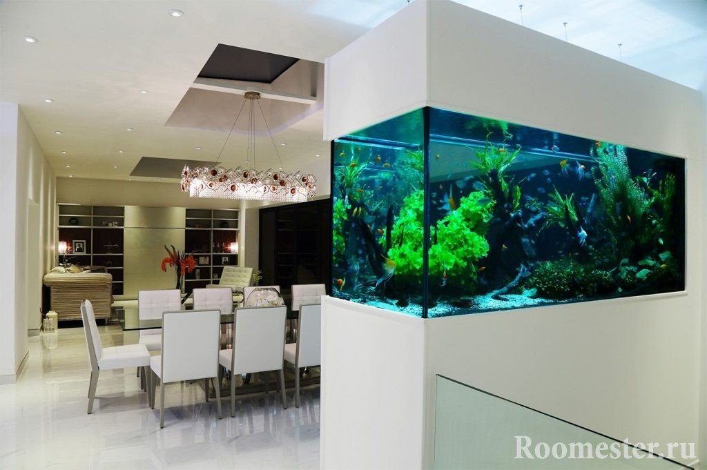 Comedor interior con acuario