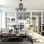 Sala de estar con tabiques de vidrieras