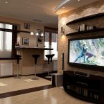 Sala de madera y piedra