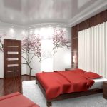 Sakura en la pared del dormitorio