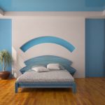 La combinación de colores blanco y azul en el dormitorio.