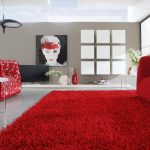 Interior de salón rojo-gris