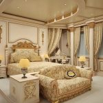 Dormitorio con un interior elegante.