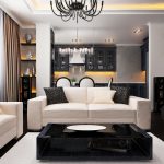 Sala de estar con sofás blancos