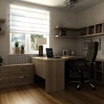 Muebles de madera en la oficina