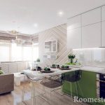 Muebles verdes en la cocina.