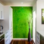 Pared verde en la cocina
