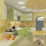 Interior de cocina con colores suaves.