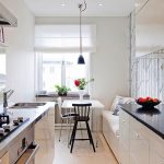 Comedor y cocina en una habitación.