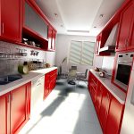 Muebles rojos en la cocina