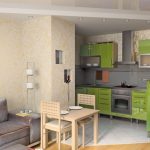 Muebles verdes en la cocina.