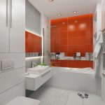 Pared naranja en una bañera blanca