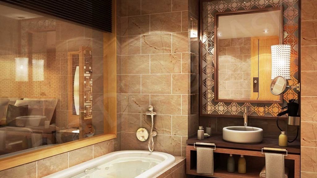 Mga tile sa bato sa banyo