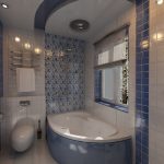 Diseño de baño azul y blanco