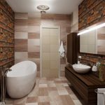 Muebles de madera en el baño.