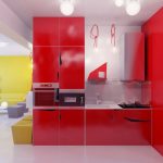 Muebles rojos en la cocina