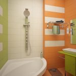 Interior de baño de durazno verde claro