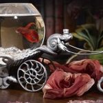 Acuario en un carro con caballitos de mar
