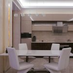 Sillones blancos y mesa en la cocina