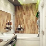 Madera en la decoración de un baño pequeño.