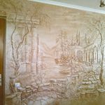 Paisaje de estuco en la pared