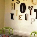 Letras en la pared junto a la mesa