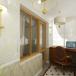 Un estudio en el balcón con un interior elegante.