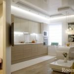 Cocina-comedor con muebles blancos.