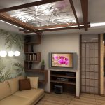 Estilo japonés en el interior de la sala de estar