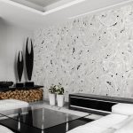 Sala de estar en blanco y negro