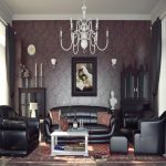 Muebles de cuero en la sala de estar