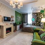 Zonificación de sala de estar con cama