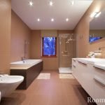 Baño y ducha en una habitación.