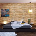 Laminado en la pared a la cabecera de la cama