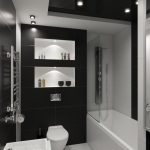 Baño con diseño en blanco y negro.